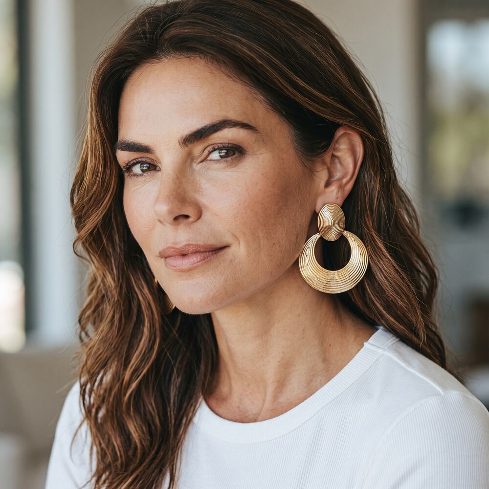 Sugarfix by BaubleBar Gold Tone Statement Hoop Drop Earrings Nickel Free